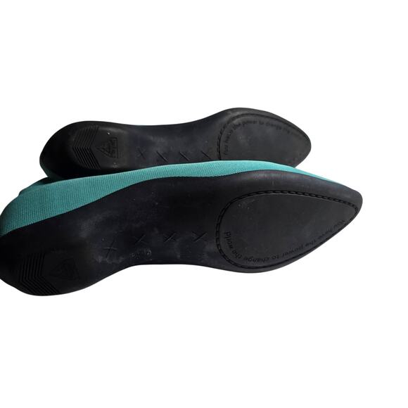 John Fluevog Shoes 8.5 Teal Blue Pointed Toe Dress Flats Designer - Picture 8 of 10